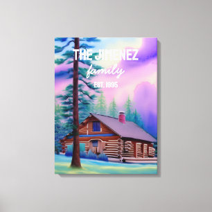 Lienzo Nombre familiar y fecha establecida con cielo past