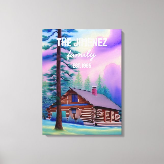 Lienzo Nombre familiar y fecha establecida con cielo past (Anverso)