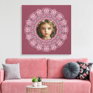 Lienzo Nombre personalizado Bonito Floral rosa Mandala fo