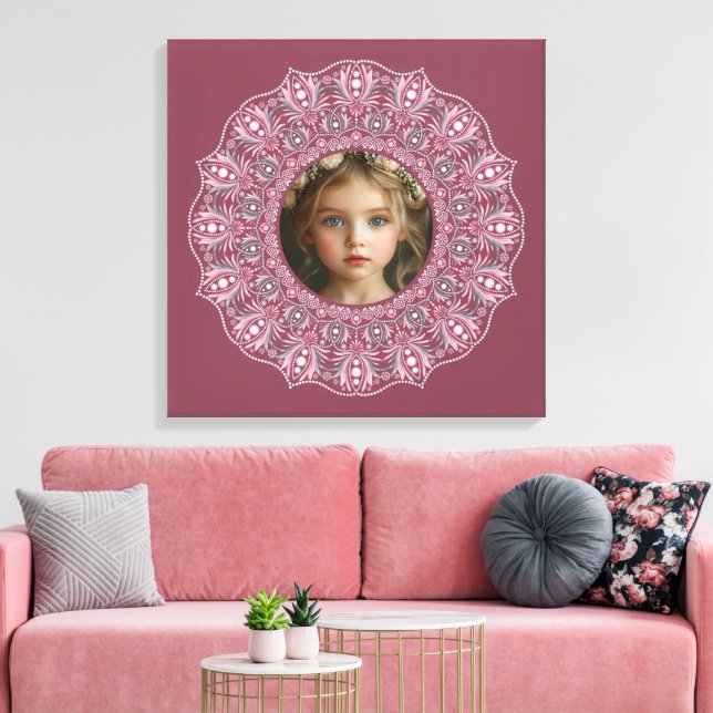 Lienzo Nombre personalizado Bonito Floral rosa Mandala fo (Insitu (Sala de estar))