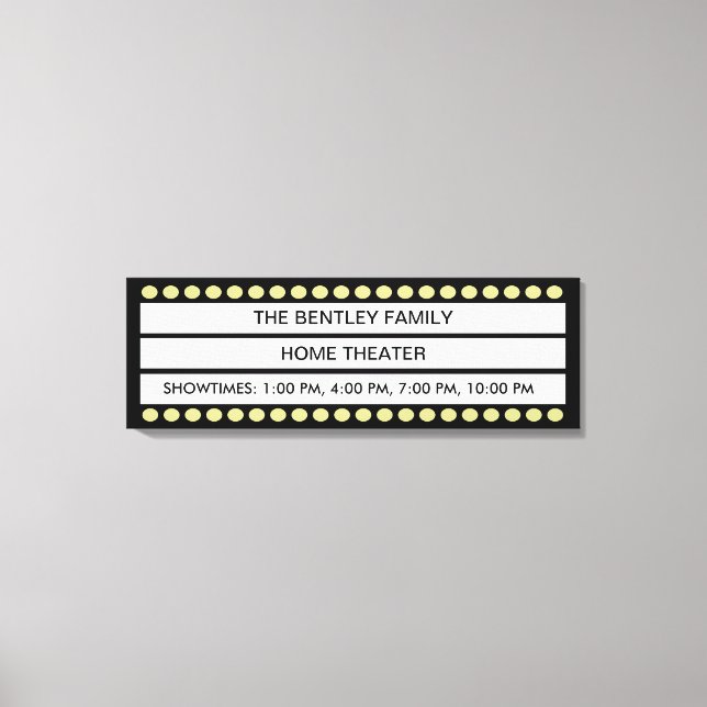 Lienzo Nombre personalizado Home Movie Theater Marquee Pe (Anverso)