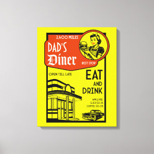 Lienzo Nombre personalizado Retro Diner Americano