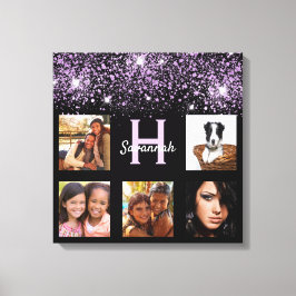 Lienzo Nombre único del collage de fotos del purpurina mo