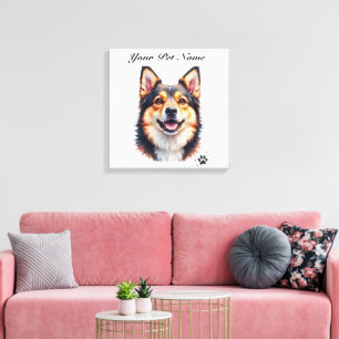 Lienzo Nombre y Foto Simple y Moderno de Mascota Diseño P