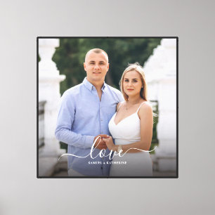 Lienzo Nombres de guión de amor con foto de pareja person
