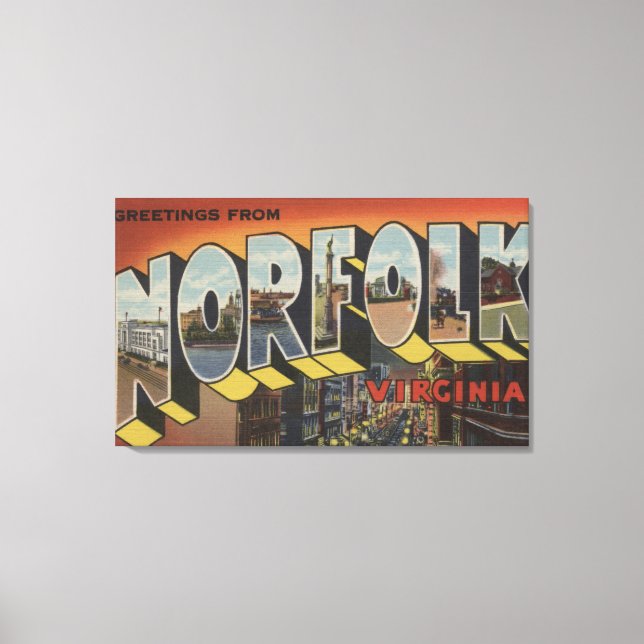 Lienzo Norfolk, Virginia - Escenas de letras grandes (Anverso)