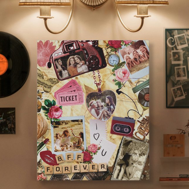 Lienzo Nostalgic Scrapbook BFF Forever Photo Collage (Subido por el creador)
