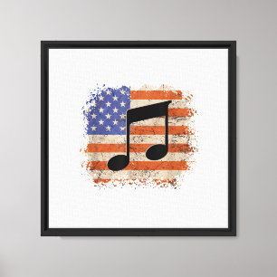 Lienzo Nota musical para regalo de hombres bandera americ