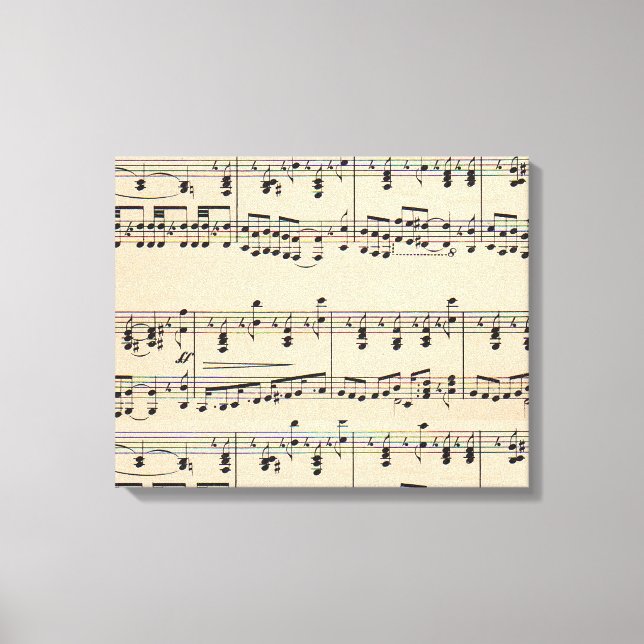 Lienzo Notas de puntuación de la música de hojas antiguas (Anverso)