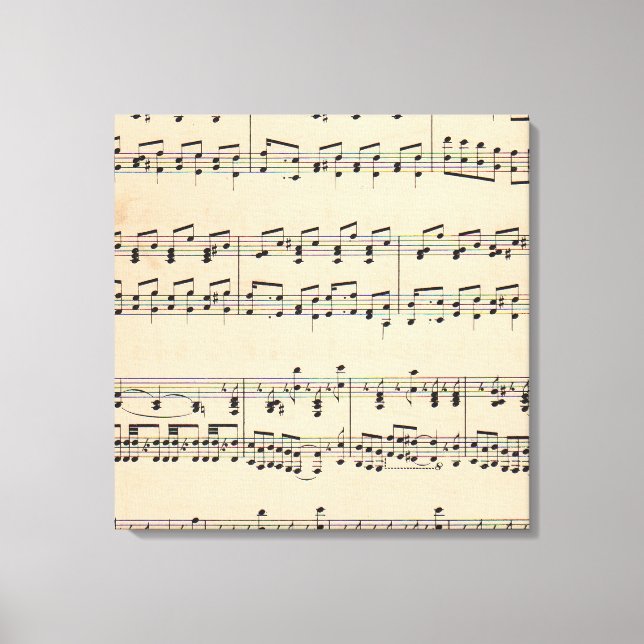 Lienzo Notas de puntuación de la música de hojas antiguas (Anverso)