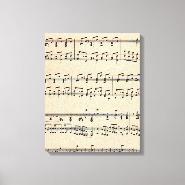 Lienzo Notas de puntuación de la música de hojas antiguas (Anverso)