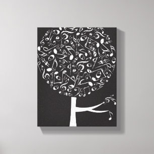 Lienzo Notas musicales blancas Pop Tree Nursery Wall Art