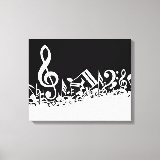 Lienzo Notas musicales de jumble blanco sobre negro