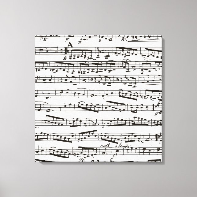 Lienzo Notas musicales en blanco y negro (Anverso)