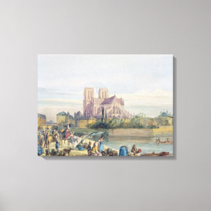 Lienzo Notre Dame, París (w/c en el papel)