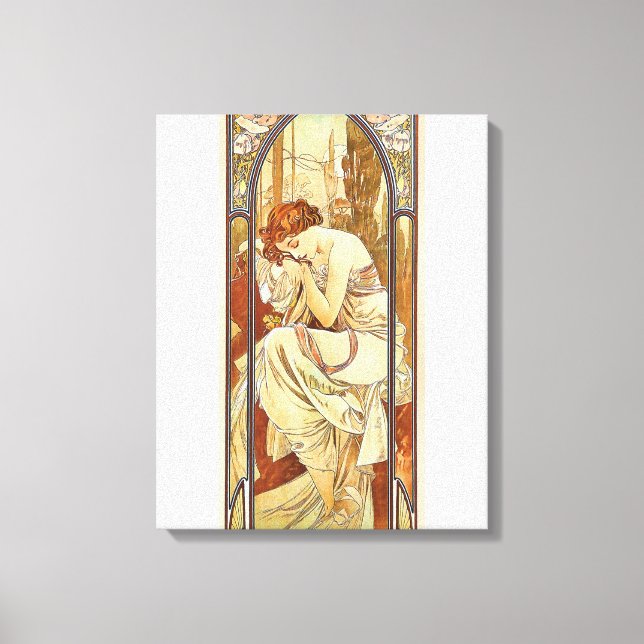 Lienzo Nouveau vintage nocturno de Alphonse Mucha (Anverso)