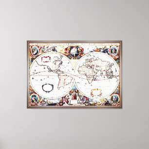 Lienzo Nova Totius Terrarum Orbis por Henricus Hondius II