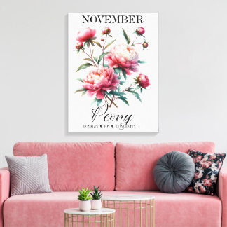 Lienzo November Birth Flower Peony Premium Wrapped Canvas