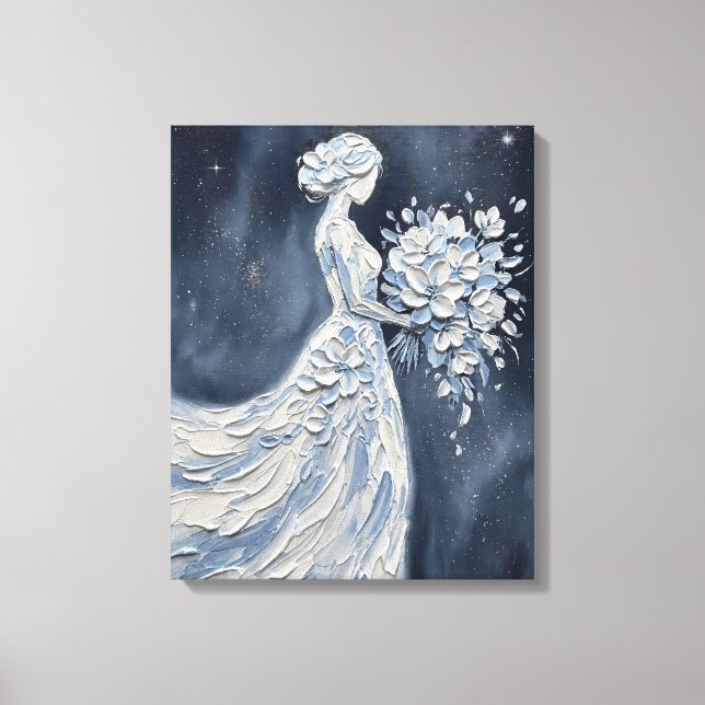 Lienzo Novia floral con paraguas Impasto (Anverso)
