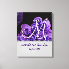 Lienzo Novia monográfica y novio con Rosas morados