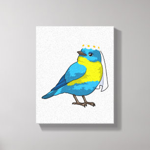 Lienzo Novia pájaro con corona de flores