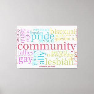 Lienzo nube de palabras de la comunidad arcoíris LGBTQ+ d