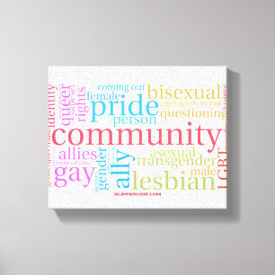 Lienzo nube de palabras de la comunidad arcoíris LGBTQ+ d
