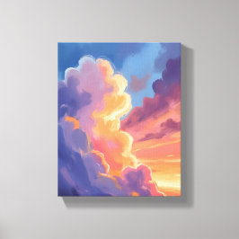 Lienzo Nubes al Atardecer | Pintura del Cielo en Acuarela