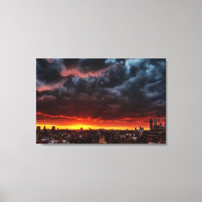 Lienzo Nubes, Atardecer Y Rojo (Anverso)
