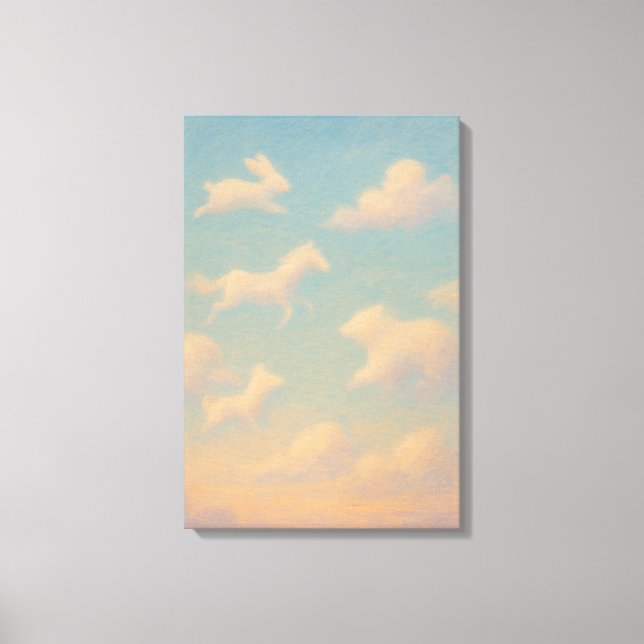 Lienzo Nubes de Animales Pastel Soñadoras (Anverso)