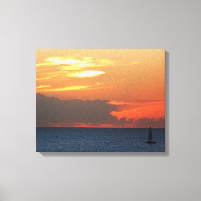 Lienzo Nubes de atardecer y navegación marítima (Anverso)
