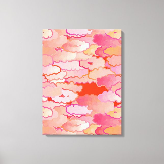 Lienzo Nubes japonesas, puesta de sol, coral, fucsia, ros (Anverso)