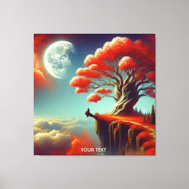 Lienzo Nubes lunares de árbol lindo Fantasy (Anverso)