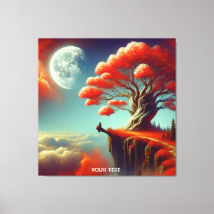 Lienzo Nubes lunares de árbol lindo Fantasy