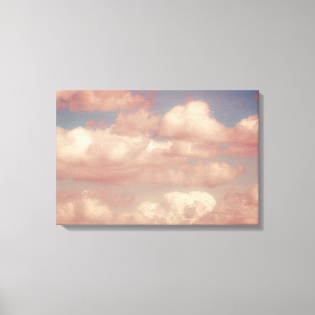 Lienzo Nubes rosas y cielo azul Triptych natural (Anverso)