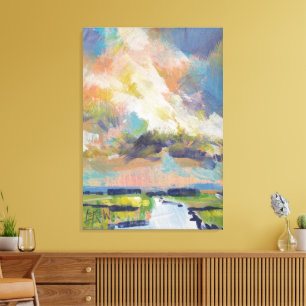 Lienzo Nubes sobre pintura de marisma / Artista Larry Ler