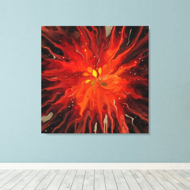 Lienzo Núcleo Carmesí – Ráfaga de Energía Abstracta Ígnea (Insitu (piso de madera))