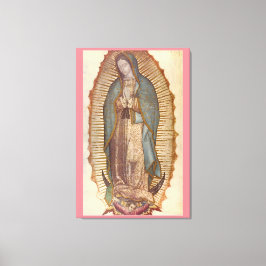 Lienzo NUESTRA MUJER DE GUADALUPE 30x45 NATURAL EN ROSA