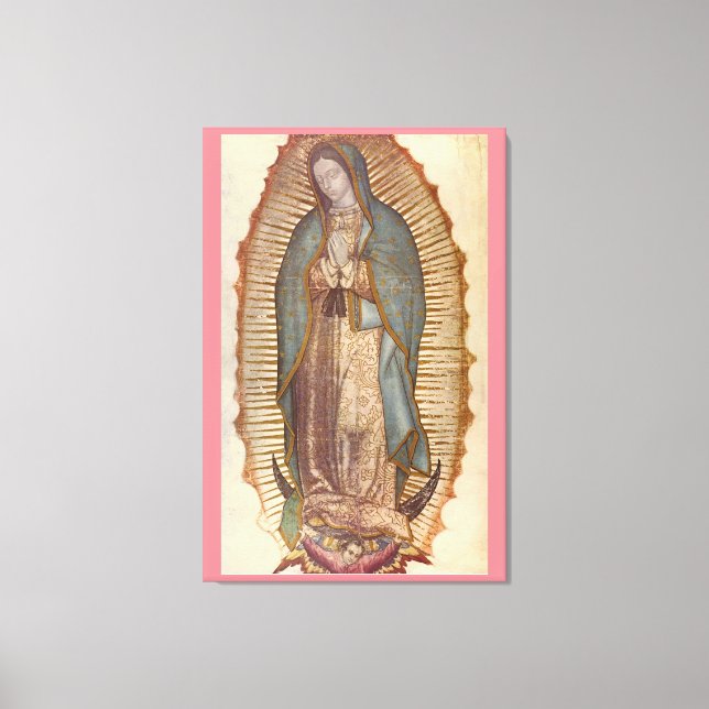 Lienzo NUESTRA MUJER DE GUADALUPE 30x45 NATURAL EN ROSA (Anverso)