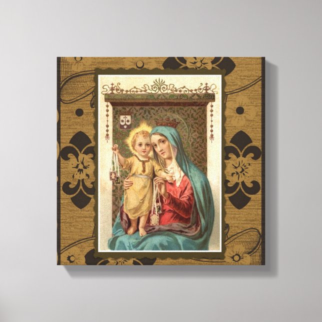 Lienzo Nuestra Señora del Carmelo con el Niño Jesús Escap (Anverso)