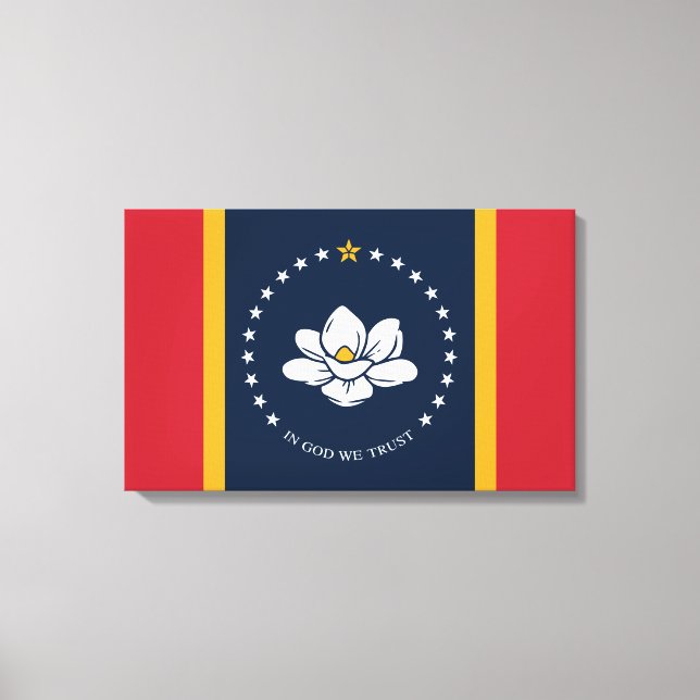 Lienzo Nueva bandera de estado de Mississipi (Anverso)