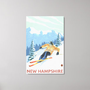 Lienzo Nueva escena del esquiador de HampshireDownhill