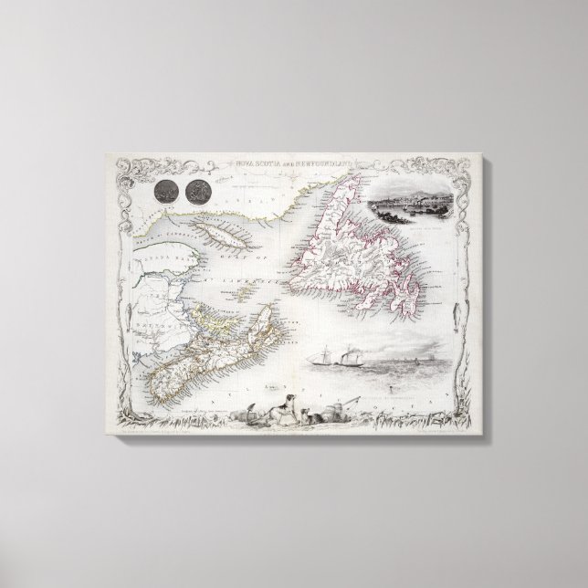 Lienzo Nueva Escocia y Terranova, de una serie de palabra (Anverso)