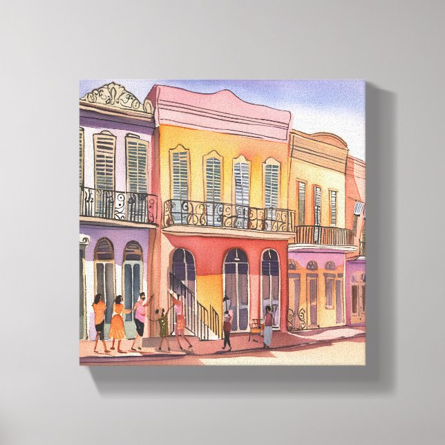 Lienzo Nueva Orleans | NOLA Louisiana Hermosa acuarela (Anverso)