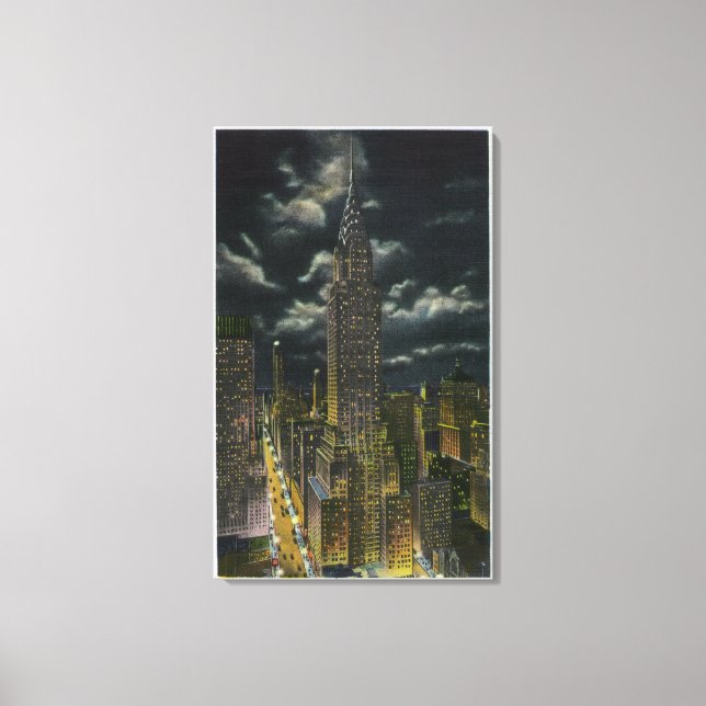 Lienzo Nueva York, edificio Chrysler en la noche nº 2 (Anverso)