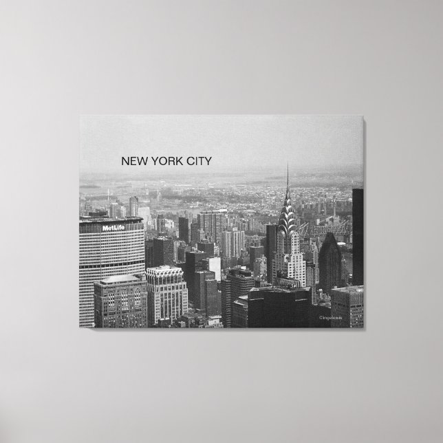 Lienzo Nueva York, Manhattan Skyline B/W Photography (Anverso)