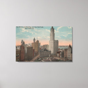Lienzo Nueva York, NY - edificio y ayuntamiento de