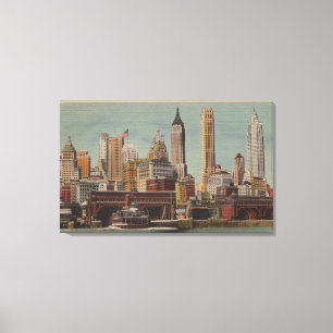 Lienzo Nueva York, NY - horizonte céntrico de Staten