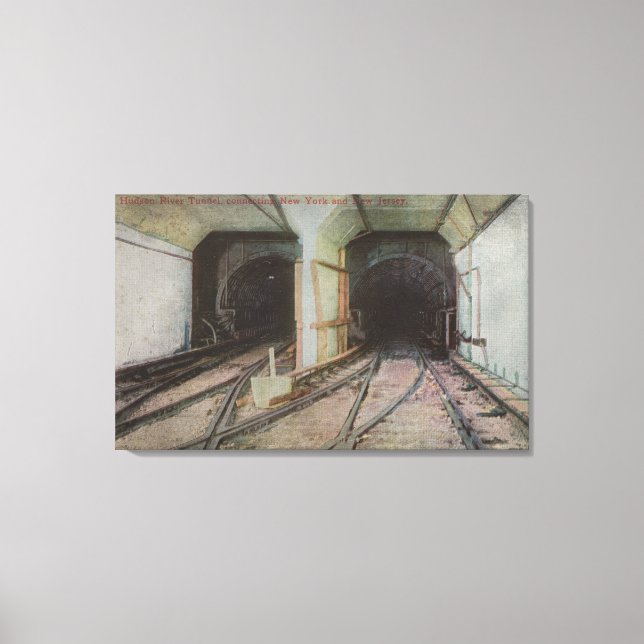 Lienzo Nueva York, NY - Túnel del río Hudson, sistema de  (Anverso)