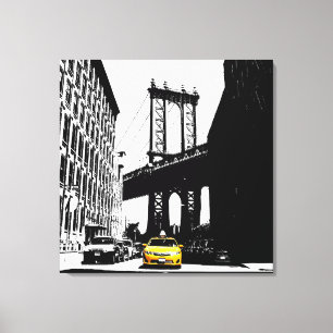 Lienzo Nueva York Nyc Brooklyn Bridge Yellow Taxi